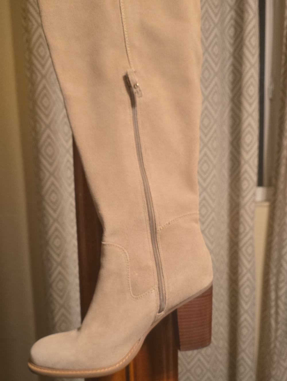 Kelsi Dagger Brooklyn Logan Tan Suede WIDE CALF Over The Knee Boots